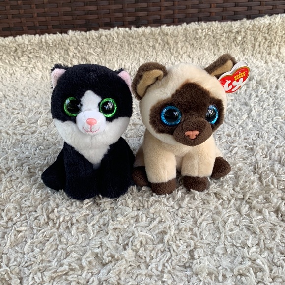 Ty Other - Ty Beanie Boo's Lot of 2 Cats: VelveTy Ava Black & White, NWT Jaden Siamese Cat